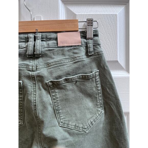 Paige Alexis Size 24 Vintage Ivy Green Cargo Jeans 27 Inch Inseam - Picture 6 of 12